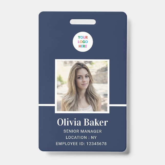 Badge Logo de sécurité bleu marine moderne Photo d'emplo (Avant)