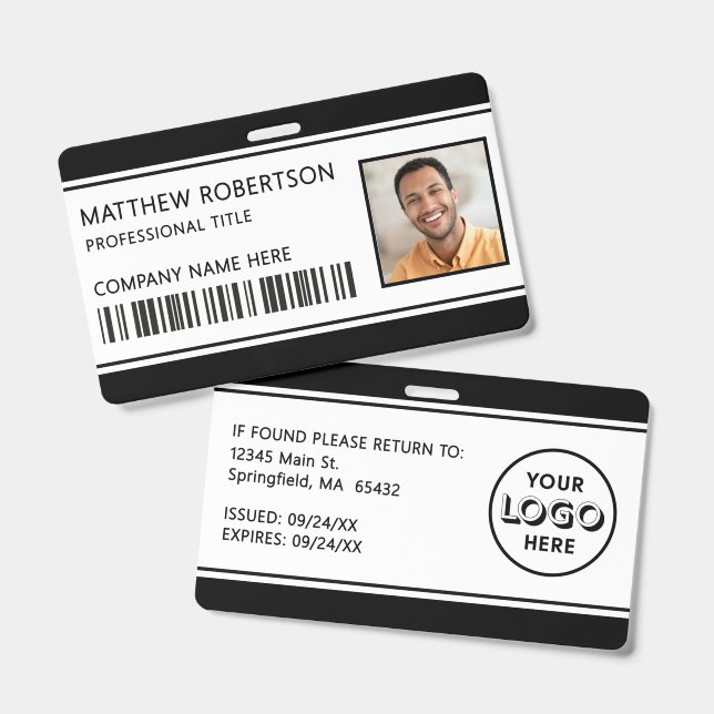 Badge Logo de société moderne Photo d'employé Carte d'id (Avant & arrière)