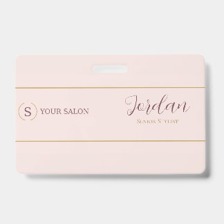 Badge Logo de styliste de salon Blush Gold ID employé