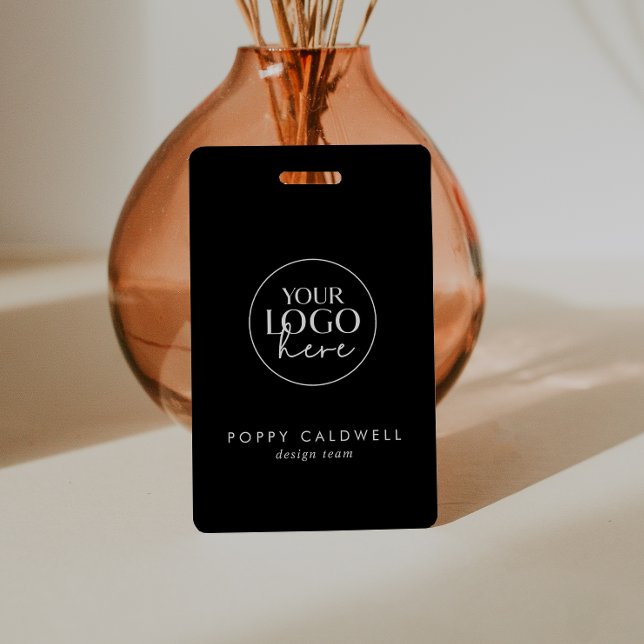 Badge Logo de typographie noire Chic Code QR Code Employ (Créateur téléchargé)