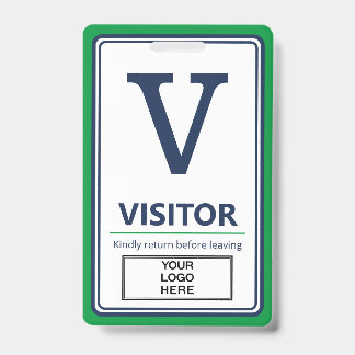 Badge Logo de visiteur d'entreprise avec bordure verte e