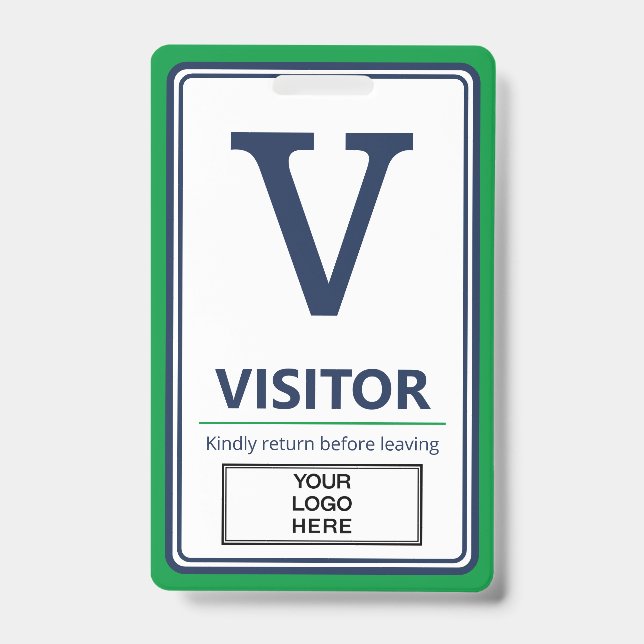 Badge Logo de visiteur d'entreprise avec bordure verte e (Avant)