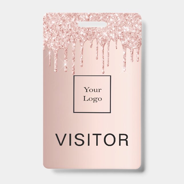 Badge Logo de visiteur entreprise teinté de rose gold (Avant)