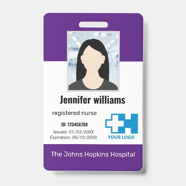 Badge Logo d'employé d'hôpital personnalisé & Photo & Co (Avant)
