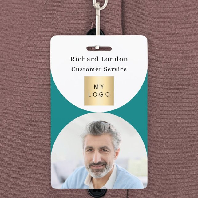 Badge Logo d'entreprise avec code QR et arche de photo b (Créateur téléchargé)