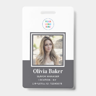 Badge Logo d'entreprise de photo de nom gris moderne Emp