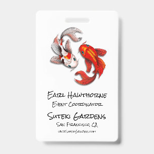Badge Logo d'entreprise de poisson Koi Yin Yang Jardin J