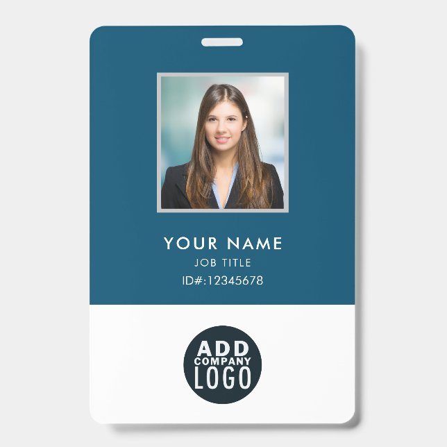 Badge Logo d'entreprise Employés Photo avec code-barres  (Avant)