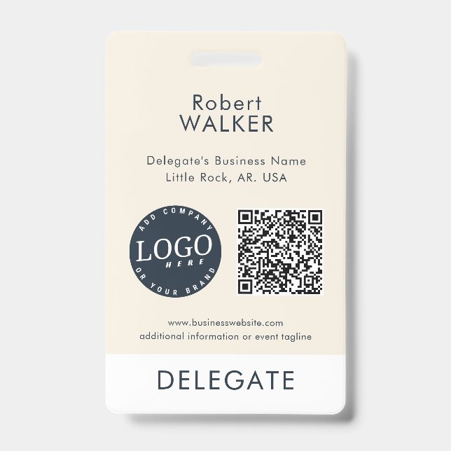 Badge Logo d'entreprise et code QR pour les participants (Avant)