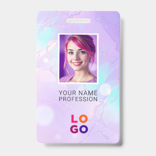 Badge Logo d'entreprise Lumina Opal, Photo, Code Qr, Nom (Avant)