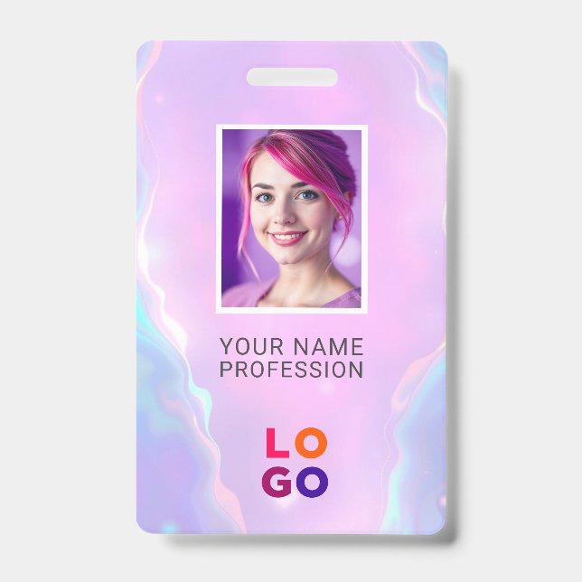 Badge Logo d'entreprise Lumina Opal, Photo, Code Qr, Nom (Face)