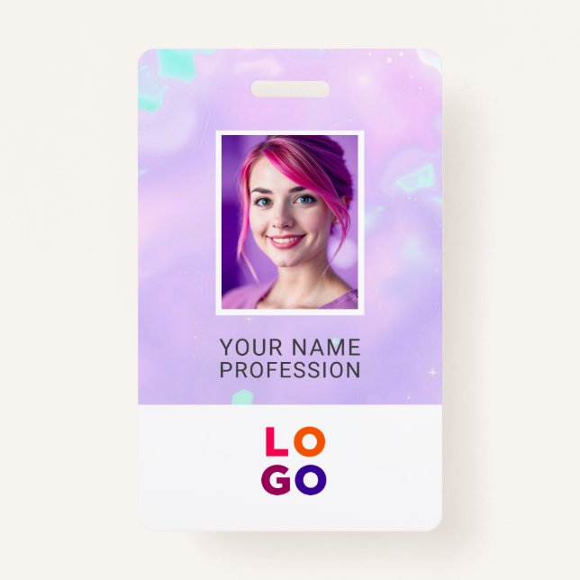 Badge Logo d'entreprise Lumina Opal, Photo, Code Qr, Nom (Devant)