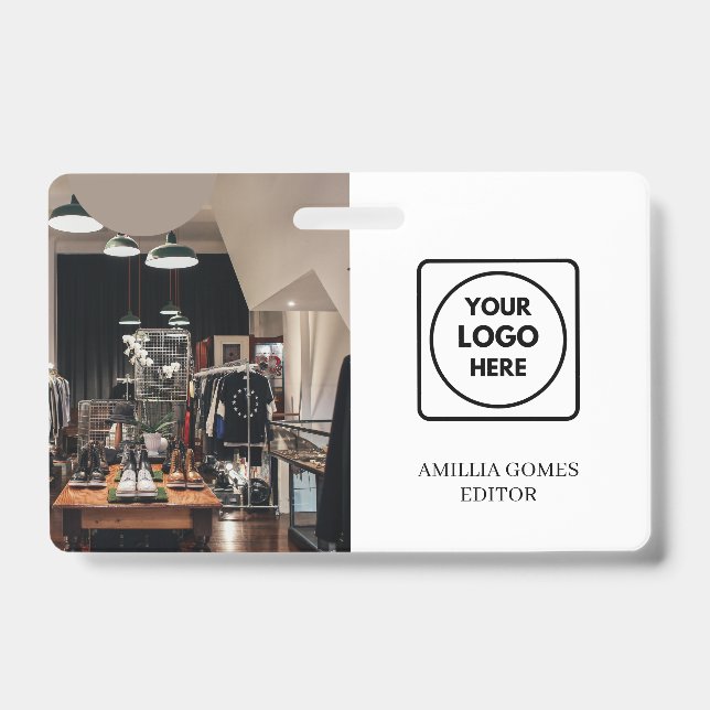 Badge Logo d'entreprise moderne | ID employé professionn (Avant)