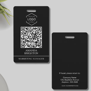 Badge Logo d'entreprise moderne noir blanc Code QR