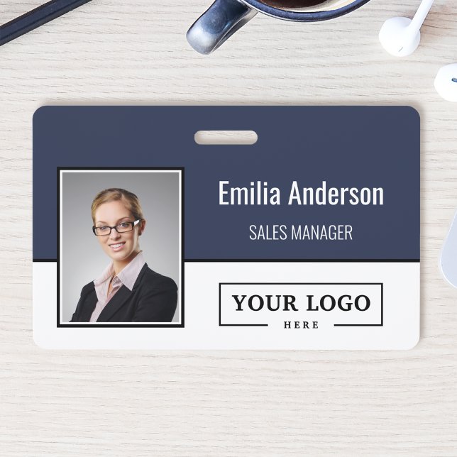 Badge Logo d'entreprise personnalisé Code-barres Photo d (Créateur téléchargé)