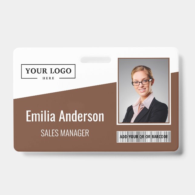 Badge Logo d'entreprise personnalisé Code-barres Photo E (Avant)