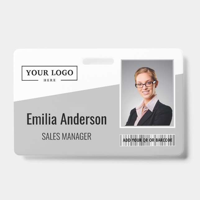 Badge Logo d'entreprise personnalisé Code-barres Photo E (Avant)