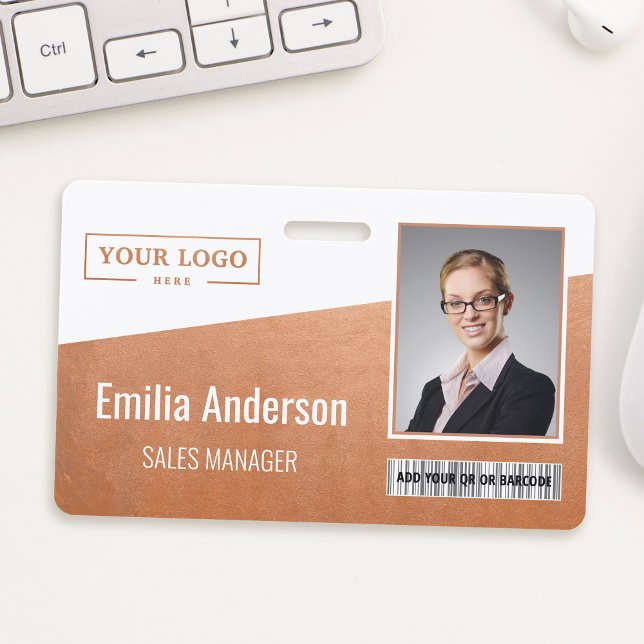 Badge Logo d'entreprise personnalisé Code-barres Photo E (Créateur téléchargé)