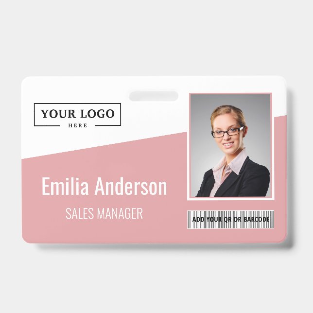 Badge Logo d'entreprise personnalisé Code-barres Photo E (Avant)