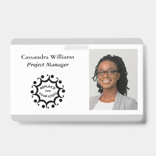 Badge Logo d'entreprise personnalisé et photo, gris clai