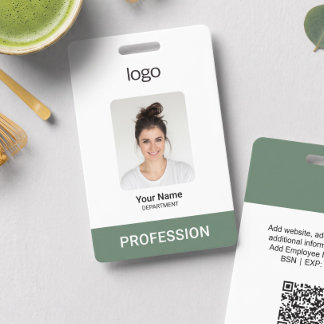 Badge Logo d'entreprise personnalisé, Photo, Code barre