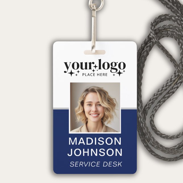 Badge Logo d'entreprise personnalisé - Photo d'employé - (Photo ID Employee Name Badge)