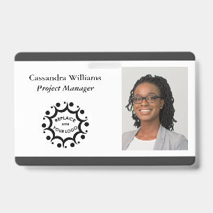Badge Logo d'entreprise personnalisé & tête de ton gris 