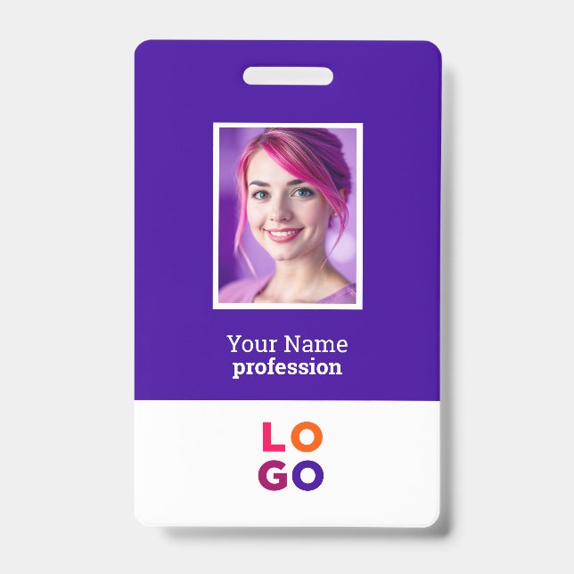 Badge Logo d'entreprise, Photo, Code QR, Carte d'identit (Avant)