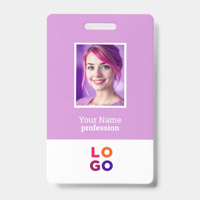 Badge Logo d'entreprise, Photo, Code QR, Nom ID (Avant)