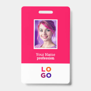 Badge Logo d'entreprise, Photo, Code QR, Nom ID