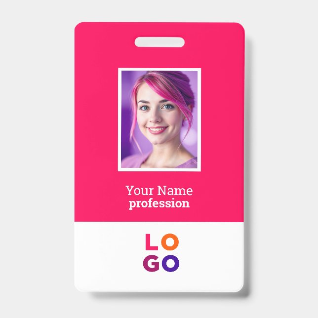 Badge Logo d'entreprise, Photo, Code QR, Nom ID (Avant)