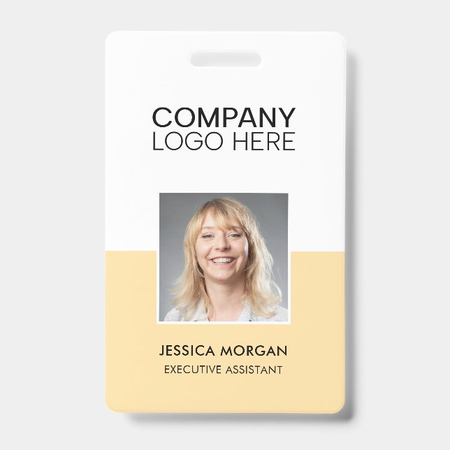 BADGE LOGO D'ENTREPRISE PHOTO D'EMPLOYÉ JAUNE CLAIR (Avant)