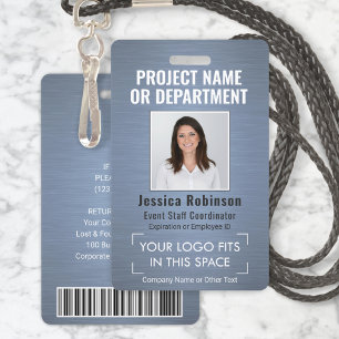 Badge Logo d'entreprise Photo ID Code-barres QR Bleu pou