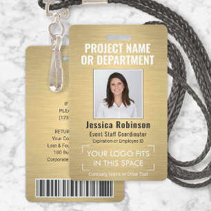 Badge Logo d'entreprise Photo ID QR Code barre Brushed G