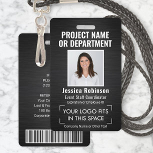 Badge Logo d'entreprise Photo ID QR Code barre noir bros