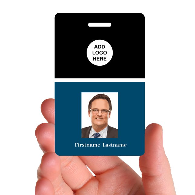 Badge Logo d'entreprise professionnel et nom de portrait (Budget Photo Template Name Badges by custom business templates)