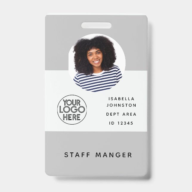 Badge Logo d'ID photo de l'employé moderne | QR Barcode  (Avant)