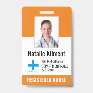 Badge Logo du nom de l'employé de l'hôpital orange et no