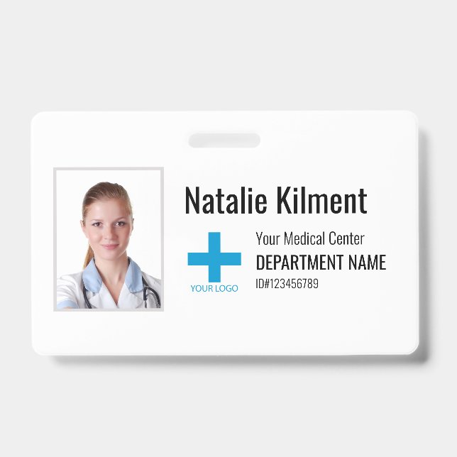 Badge Logo du nom photo de l'employé de l'hôpital noir e (Avant)
