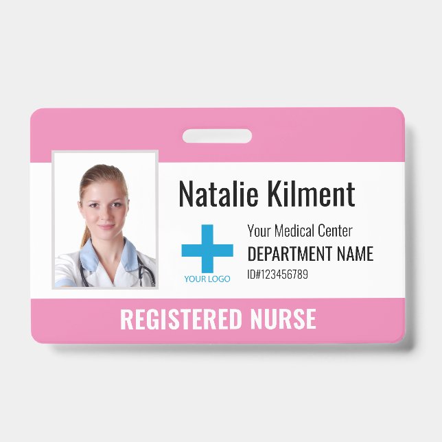Badge Logo du nom photo de l'employé de l'hôpital rose e (Avant)