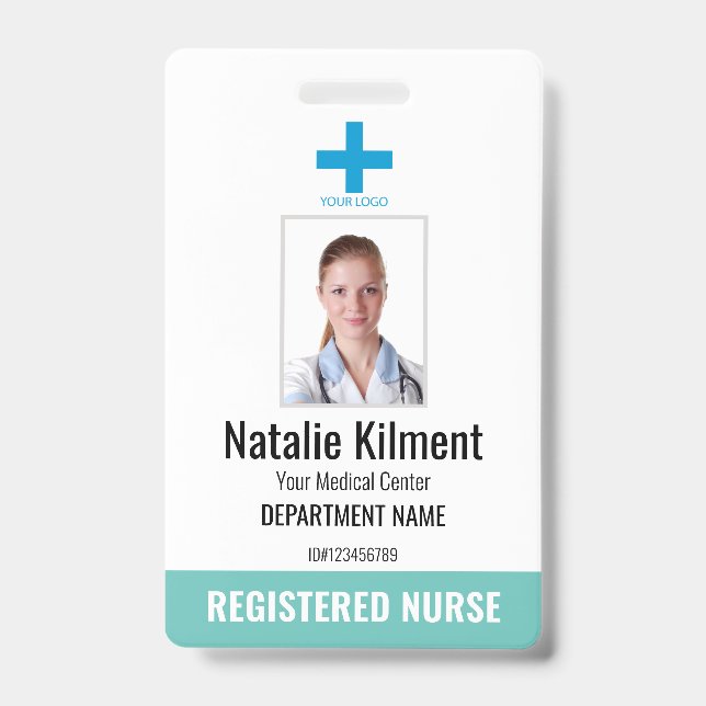Badge Logo du nom photo de l'employé de l'hôpital Turquo (Avant)