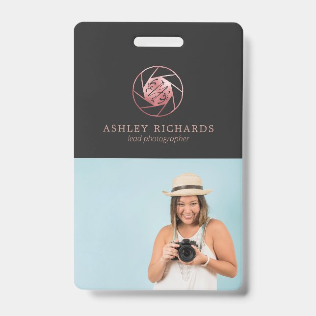 Badge Logo du photographe rose Gold | Balise de nom de l (Avant)