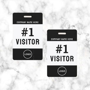 Badge Logo du visiteur moderne Entreprise Noir Simple