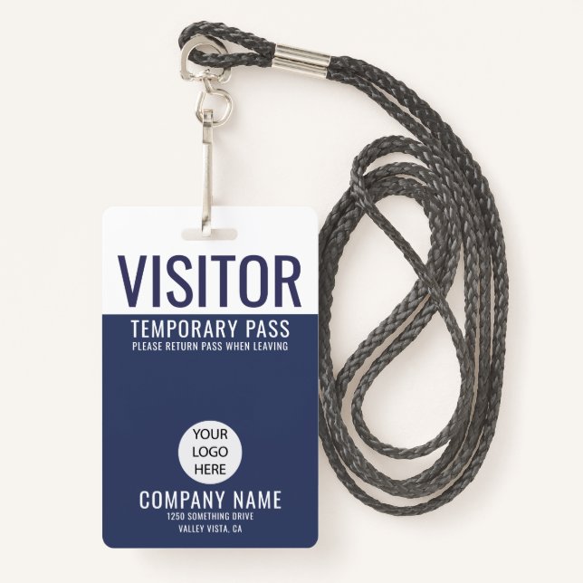 Badge Logo du Visitor Blue Company Identifiant du Pass a (Devant avec lanière)