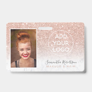 Badge Logo en marbre doré rose passeport photo employé