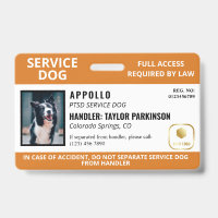 Logo et carte d'identité de chien d'assistance Ora