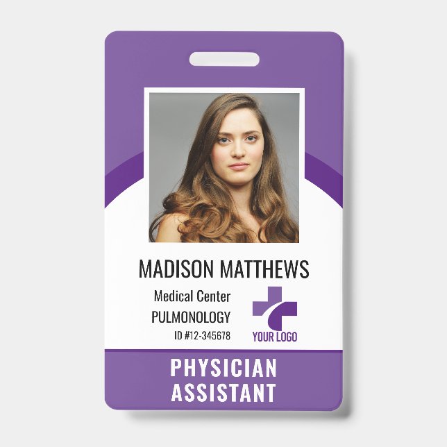 Badge Logo et ID photo de l'employé Médicale personnalis (Front)