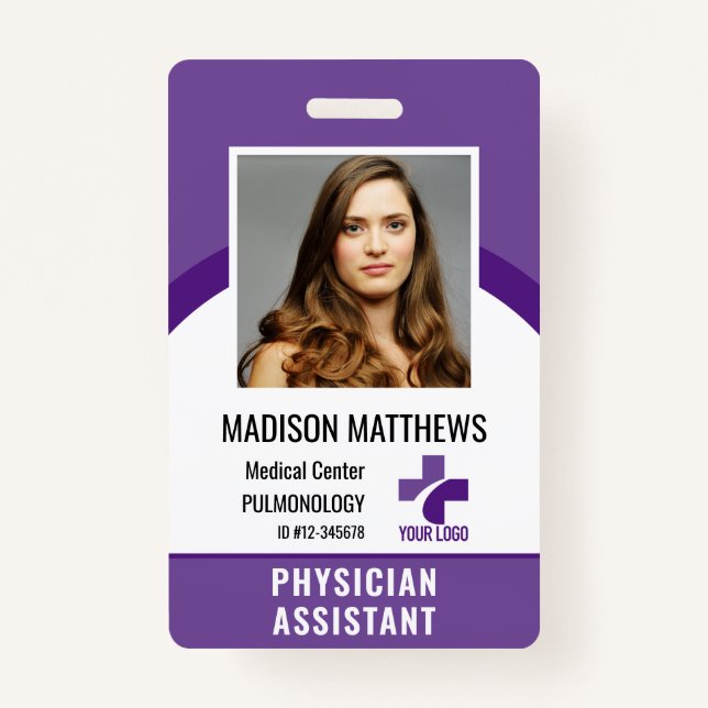 Badge Logo et ID photo de l'employé Médicale personnalis (Devant)