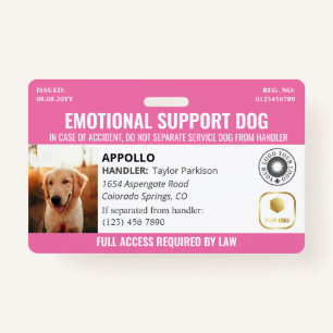Badge Logo et ID photo de Pink Service Dog 2