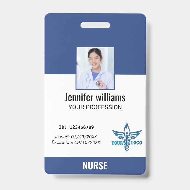 Badge Logo et ID photo des employés de l'hôpital (Avant)